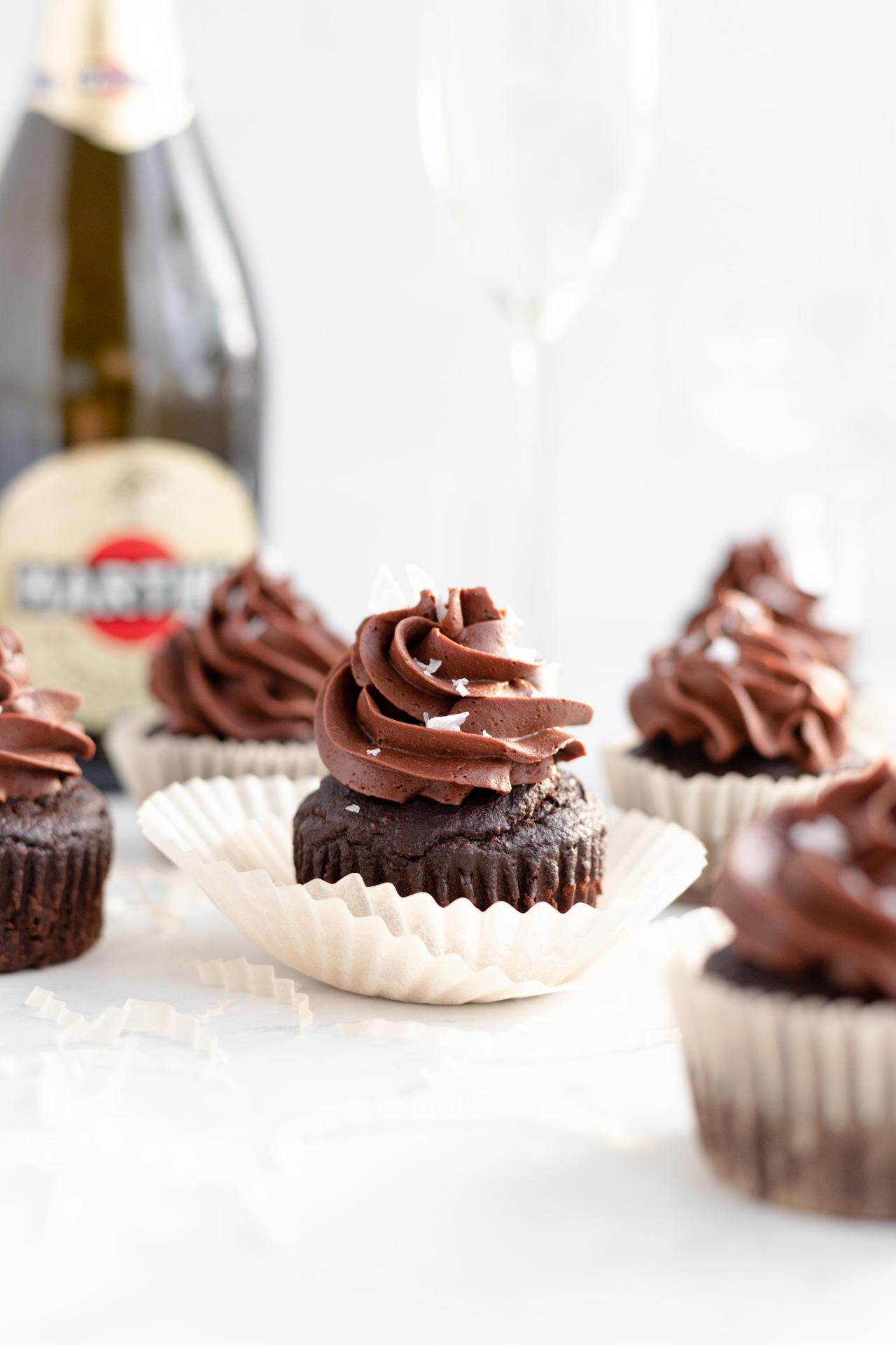 Double Chocolate Cupcakes with champagne