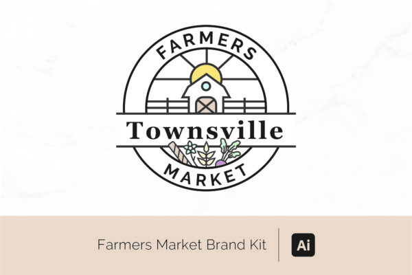 Farmers Market Branding Kit - Poster + Logo - Adobe Illustrator