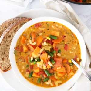 Nourishing Sweet Potato + Veggie Curry Soup | Gut Health