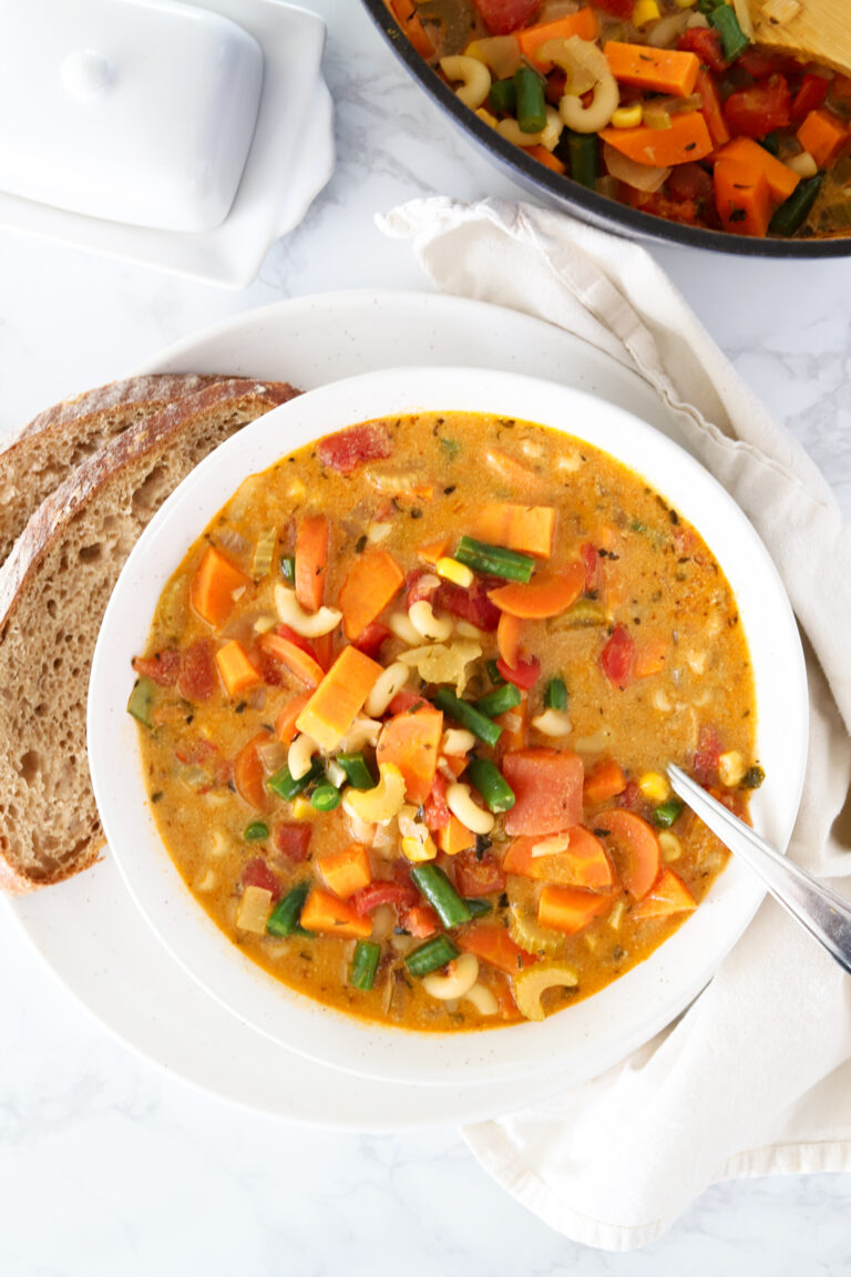 Nourishing Sweet Potato + Veggie Curry Soup | Gut Health