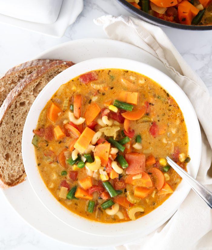 Nourishing Sweet Potato + Veggie Curry Soup | Gut Health